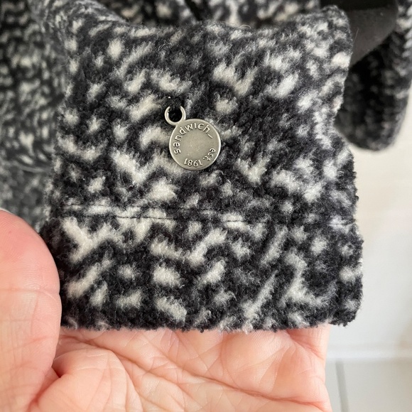 Anthropologie x Sandwich_ Fleece Sweater Pocket Blokecore Abstract print Black M - Picture 7 of 11